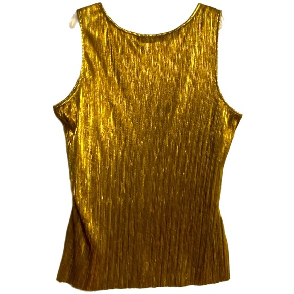 Retro Glam Gold Sleeveless Shirt Blouse 22/24 Mobwife Tiered Ruffled Scoop Neck - Picture 4 of 10